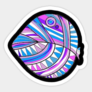 Mazipoodles New Fish Head Leaf White Purple Blue Distressed Sticker